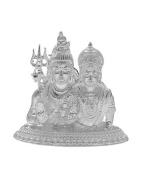 silver shiv parvathi idol