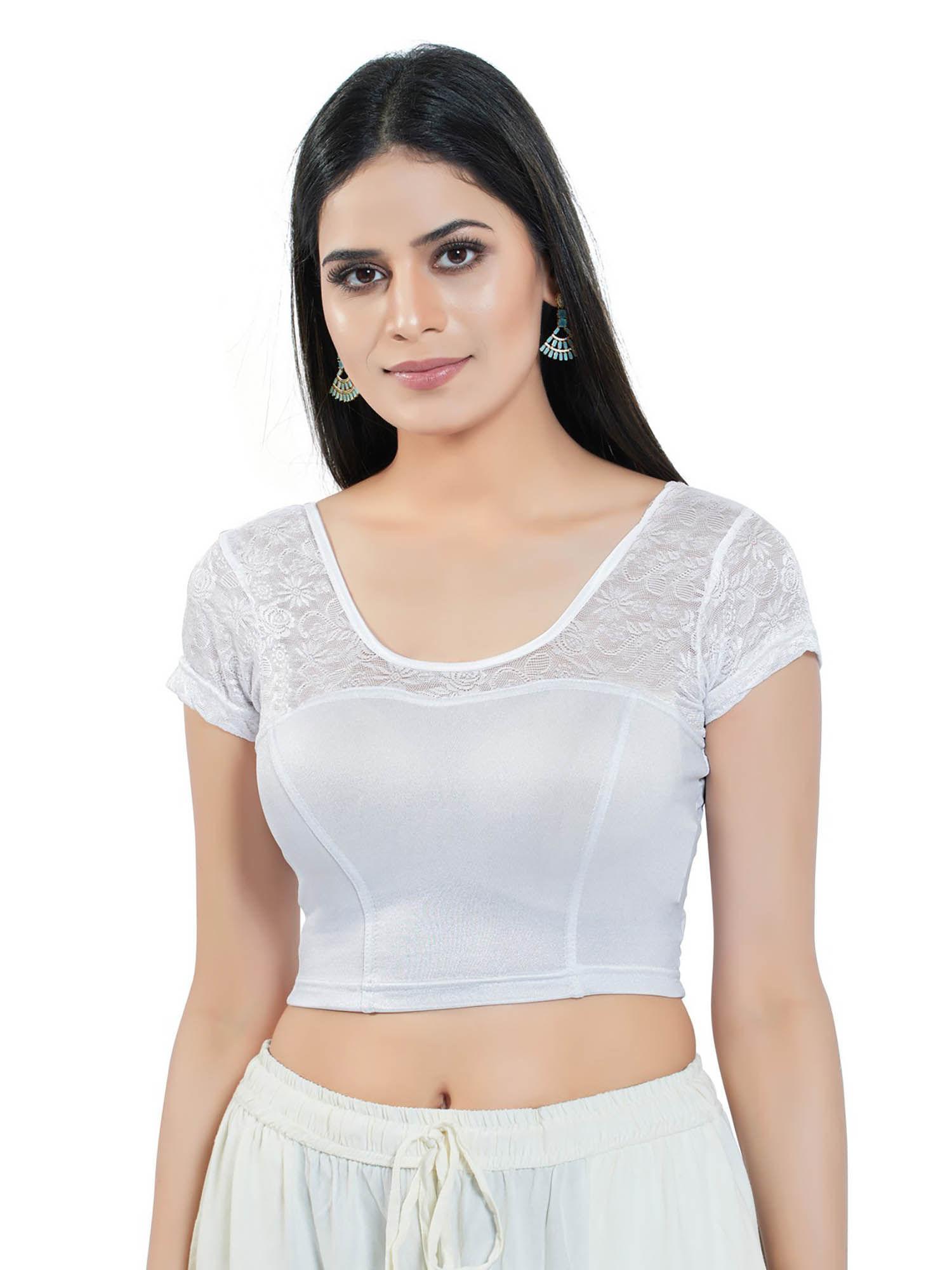 silver short sleeves solid stretchable blouse