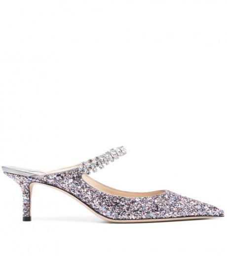 silver silver bing 65 crystal strap glitter heels