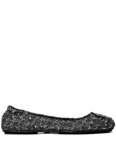 silver silver minnie tweed ballet flats