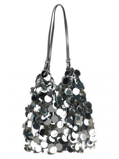 silver silver sparkle discs large shoulder bag