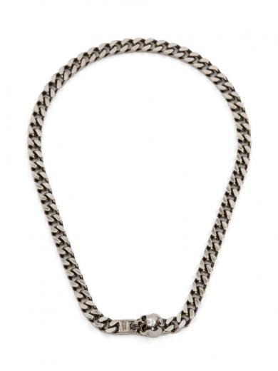 silver skull chain necklace