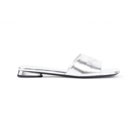 silver slip on sandals