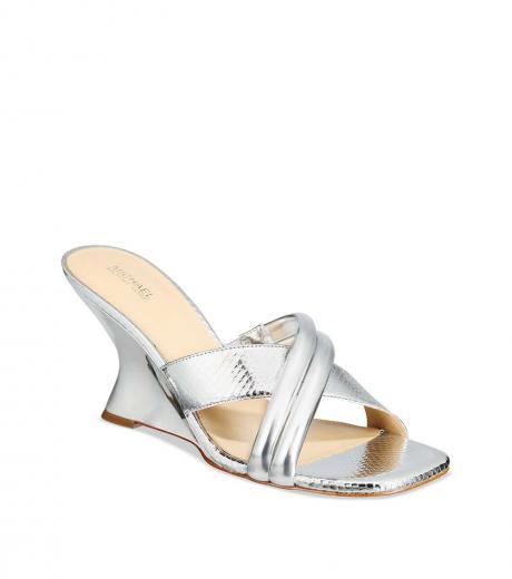 silver slip on wedges