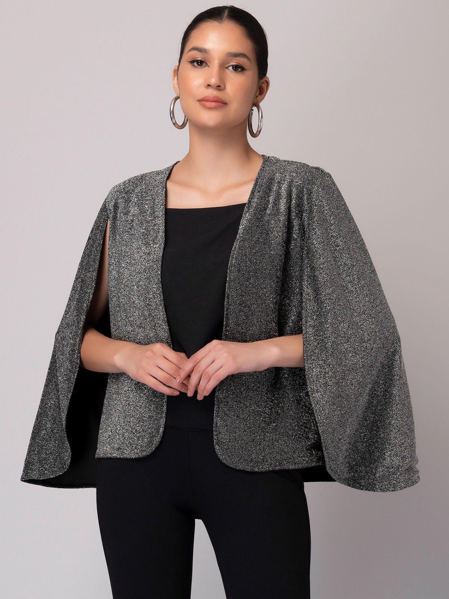 silver slit sleeve open shrug