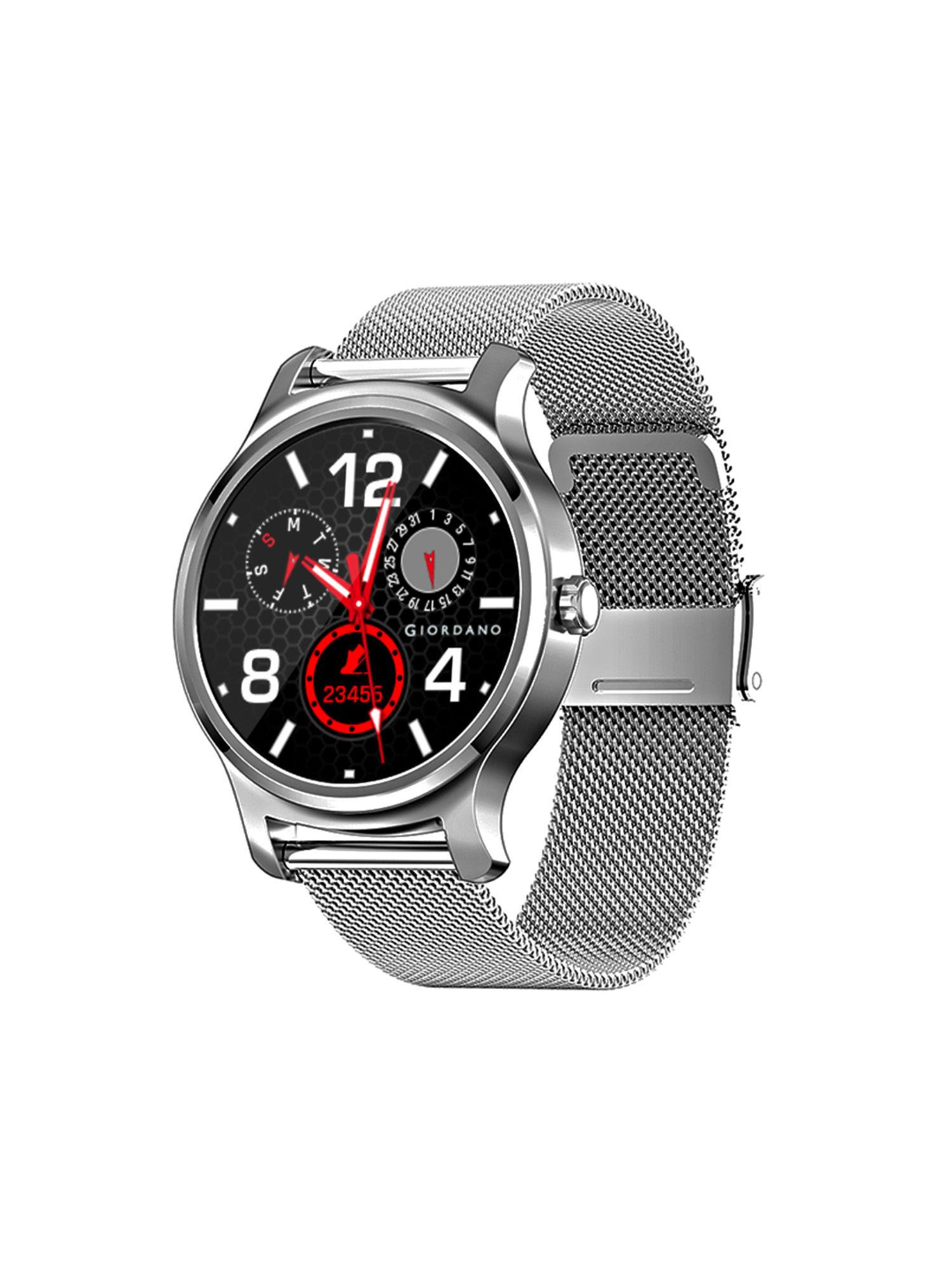 silver smart watch with bluetooth voice calling,1.28 display & health monitoring - gt01-ss