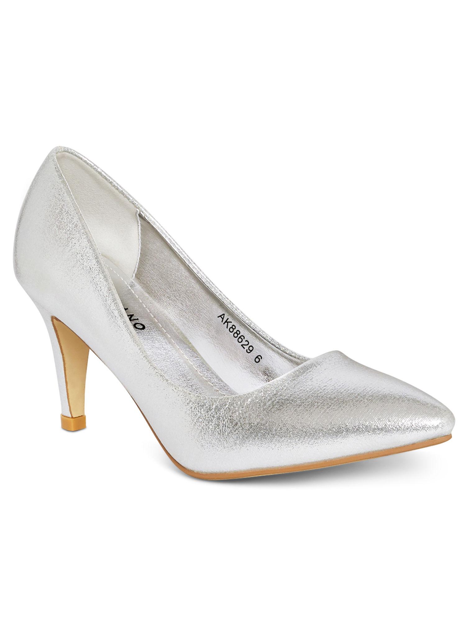 silver solid heels