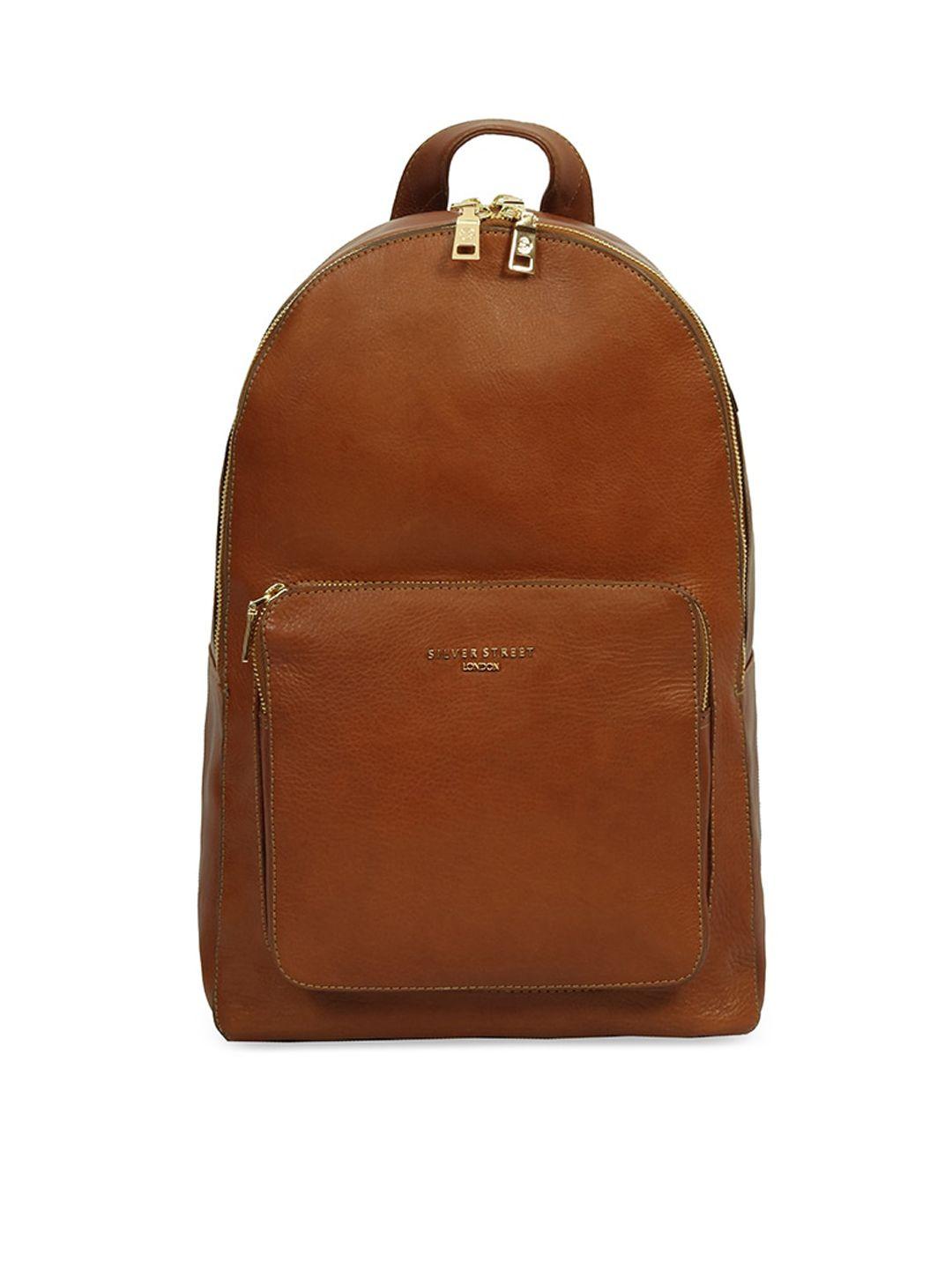 silver street london men tan leather backpack