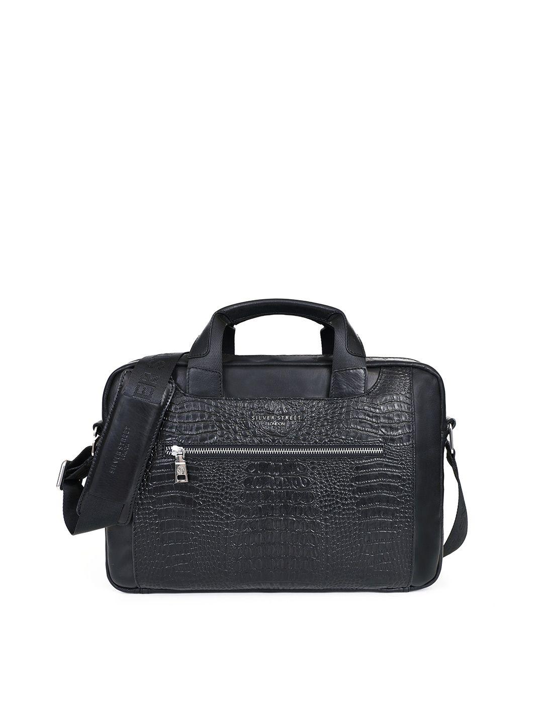 silver street london men textured leather laptop bag