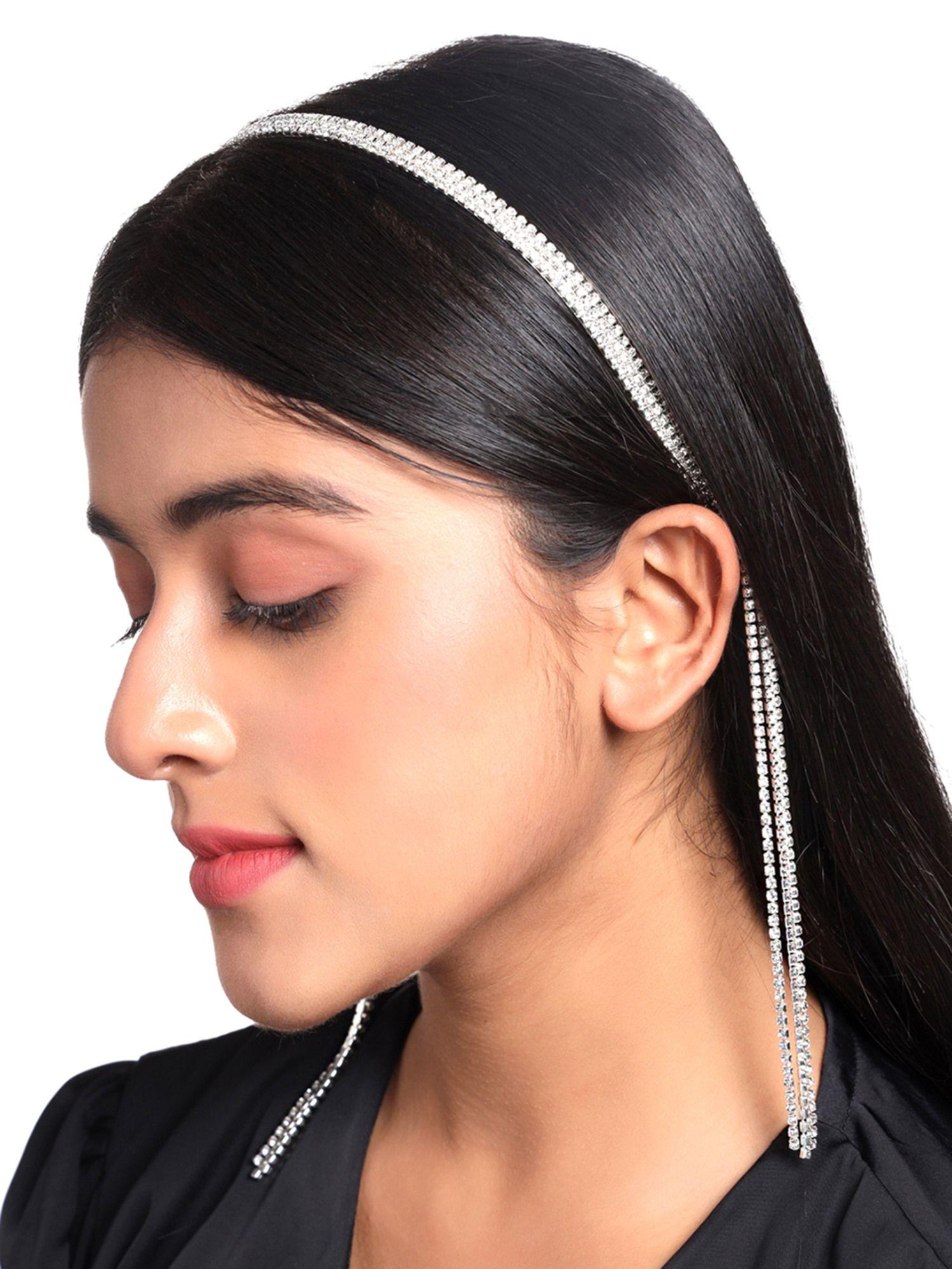 silver toned crystal hairband headpiece