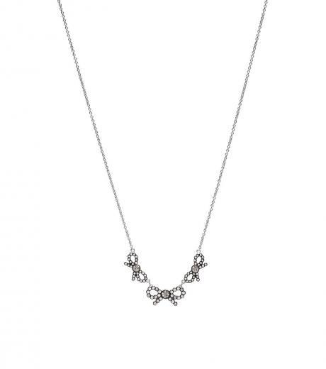 silver triple stone bow necklace