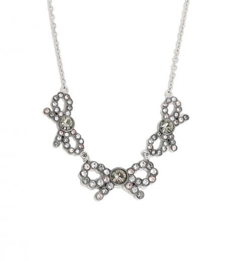 silver triple stone bow necklace