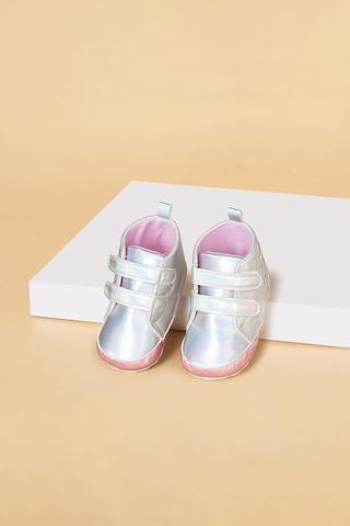 silver velcro casual baby shoes