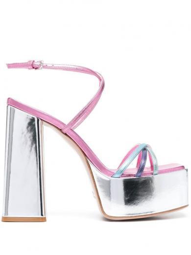 silver wannabe mirror leather sandals