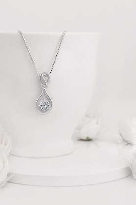 silver zircon twist necklace with box chain