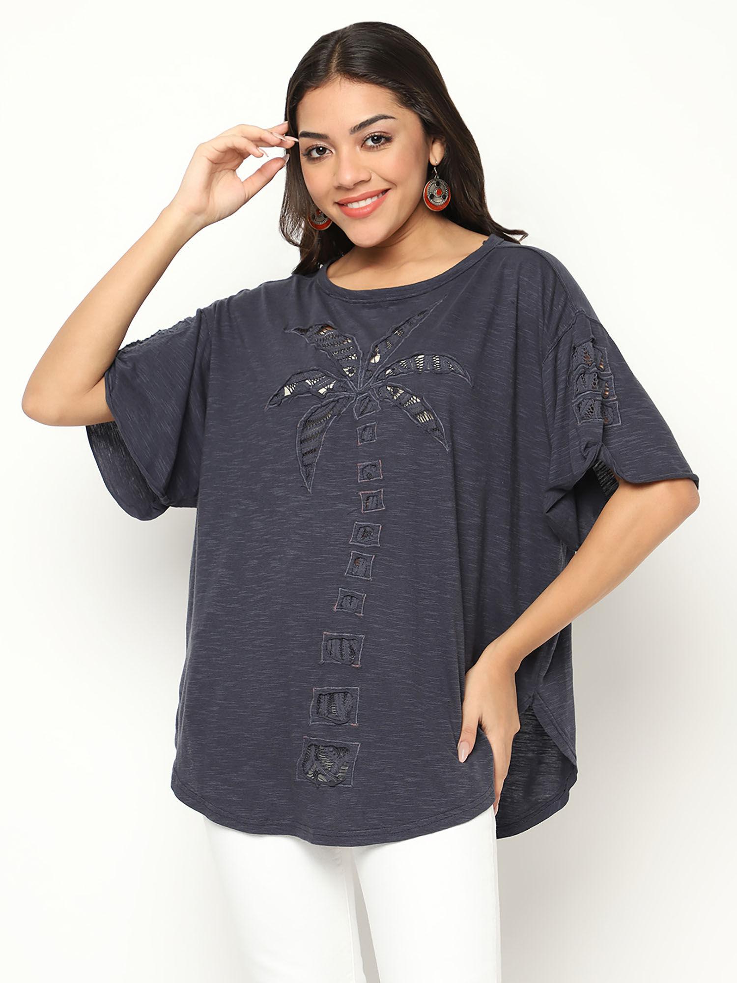 silvered slate oversized top