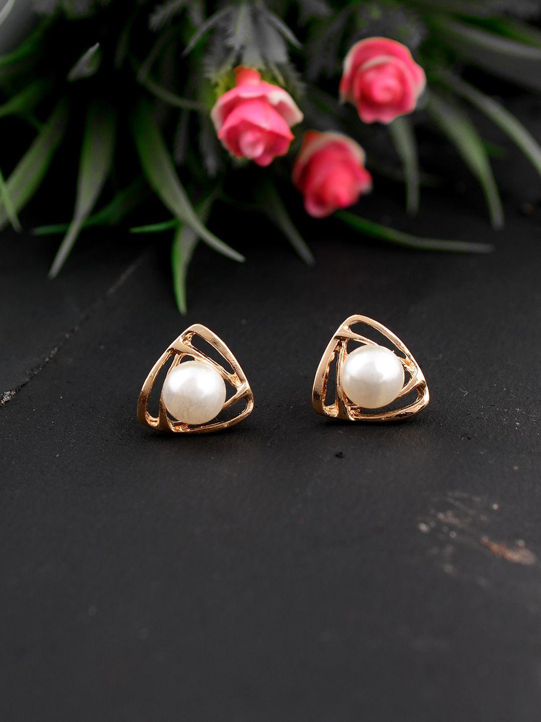 silvermerc designs rose gold-plated contemporary studs earrings