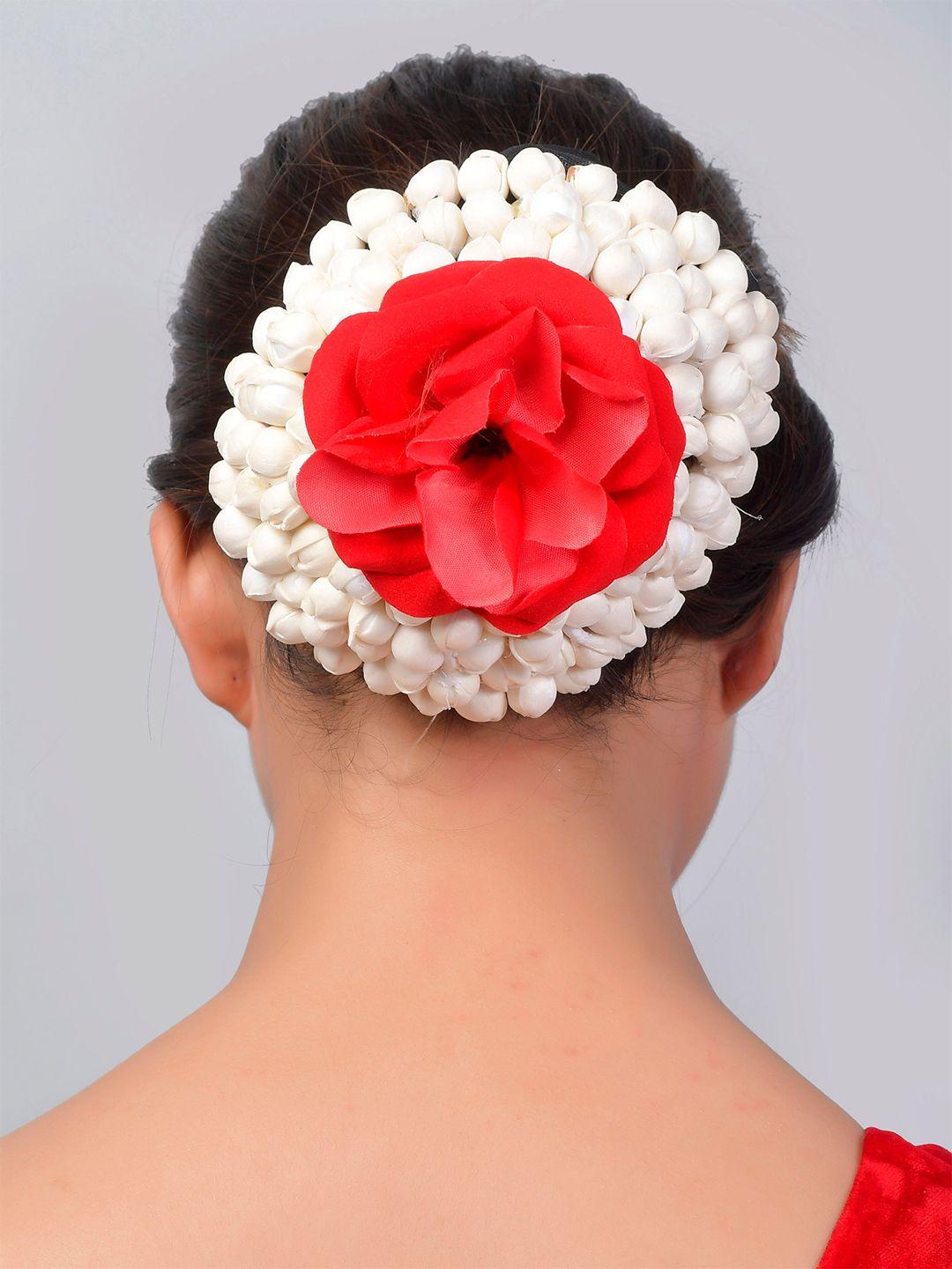 silvermerc designs women red & white embellished hair accessory