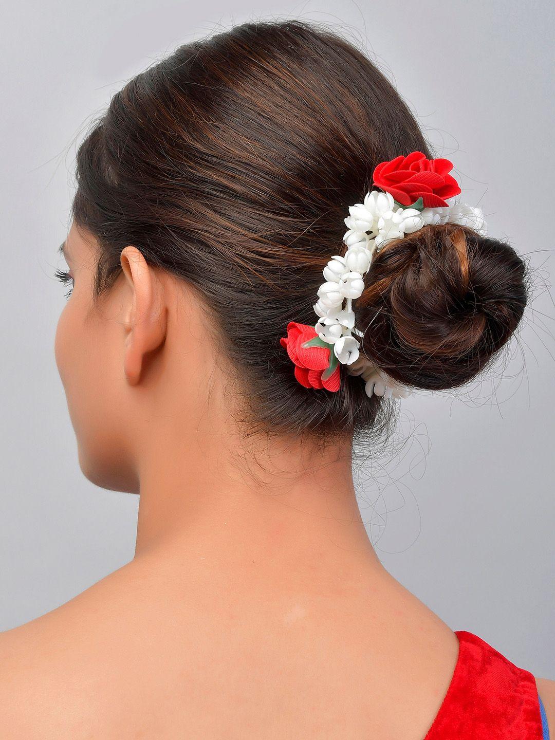 silvermerc designs women white & red lace hair accessory