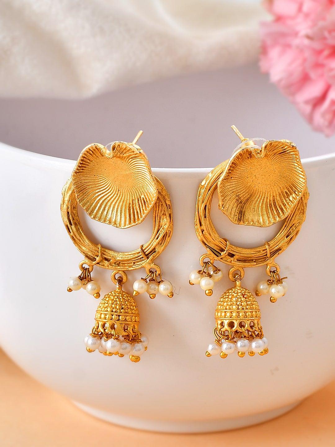 silvermerc designsgold plated jhumkas earrings