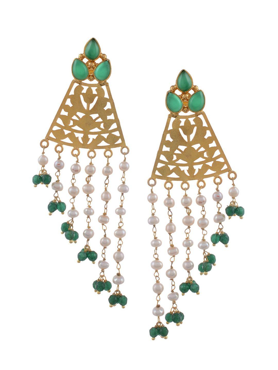 silvermerc 925 green classic gold-plated drop earrings