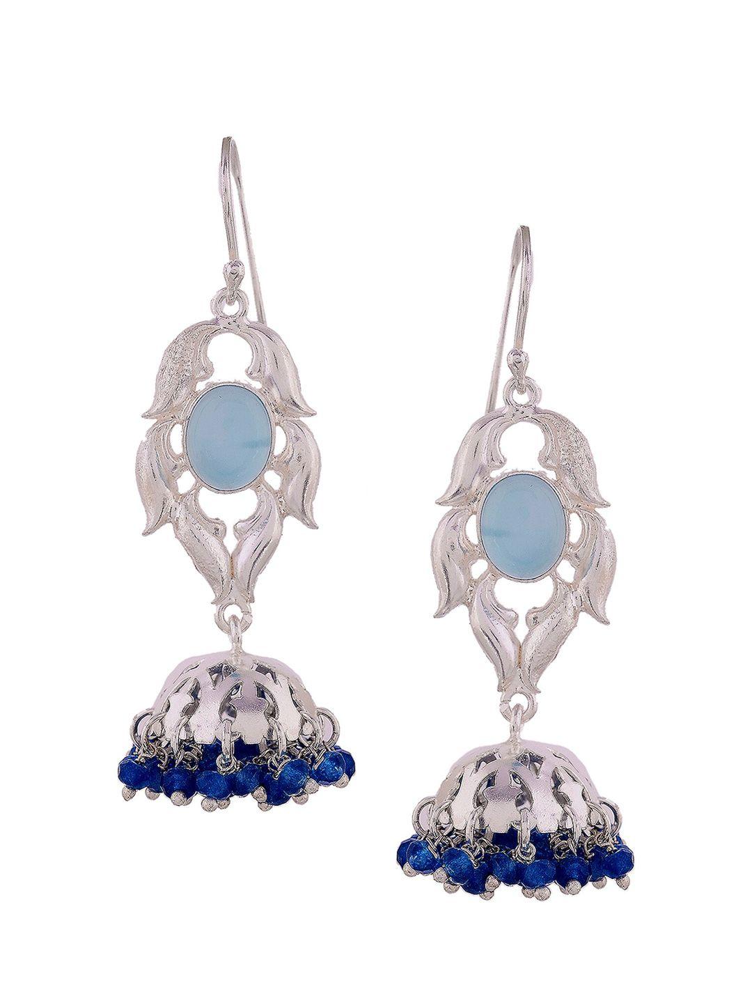 silvermerc 925 navy blue classic jhumkas earrings