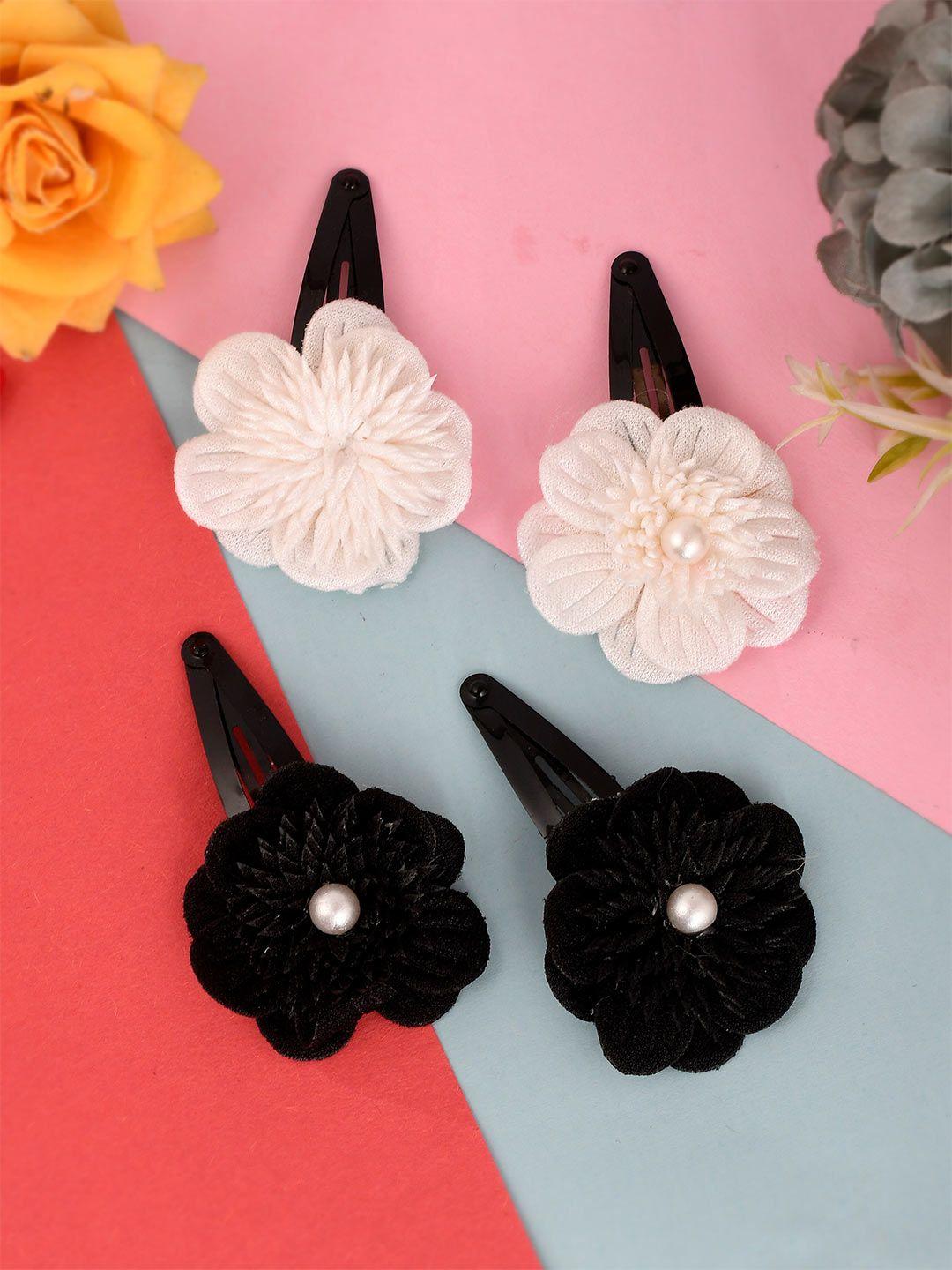 silvermerc designs girls black & white set of 2 embellished tic tac hair clip