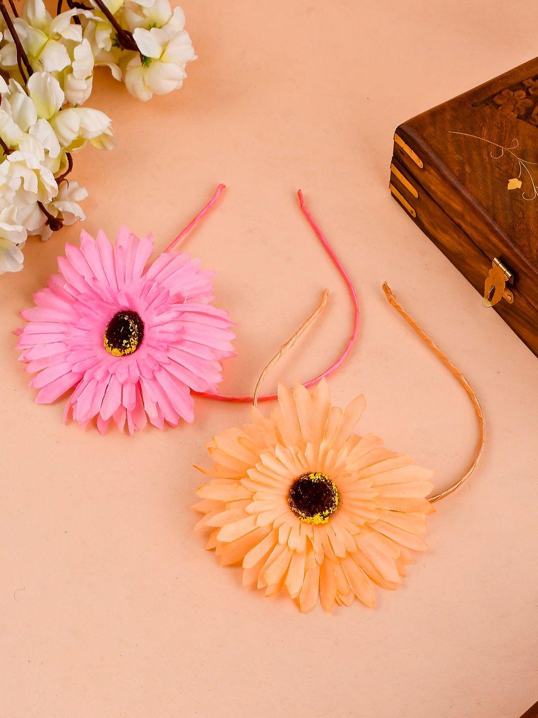 silvermerc designs girls pink & peach-coloured set of 2 hairband