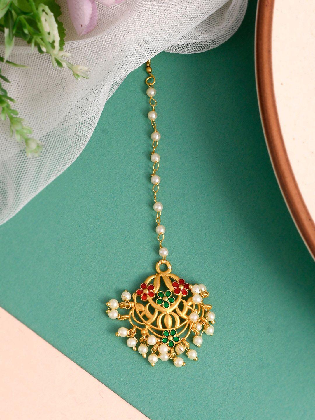 silvermerc designs gold-plated  kundan-studded maangtikka