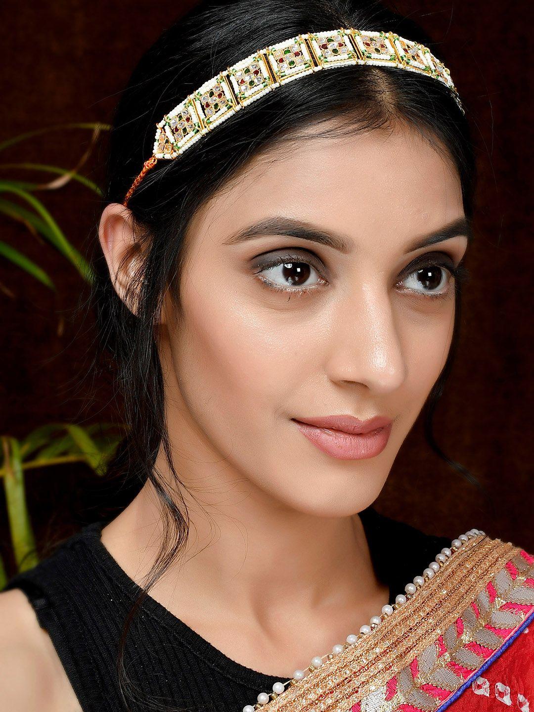 silvermerc designs gold-plated artificial stone studded headchain