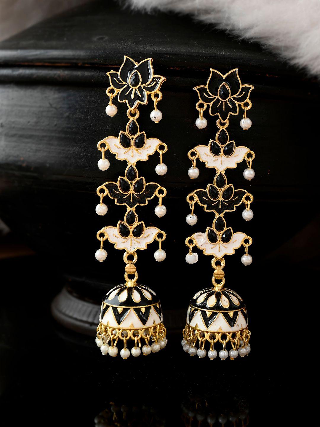 silvermerc designs gold plated contemporary jhumkas earrings