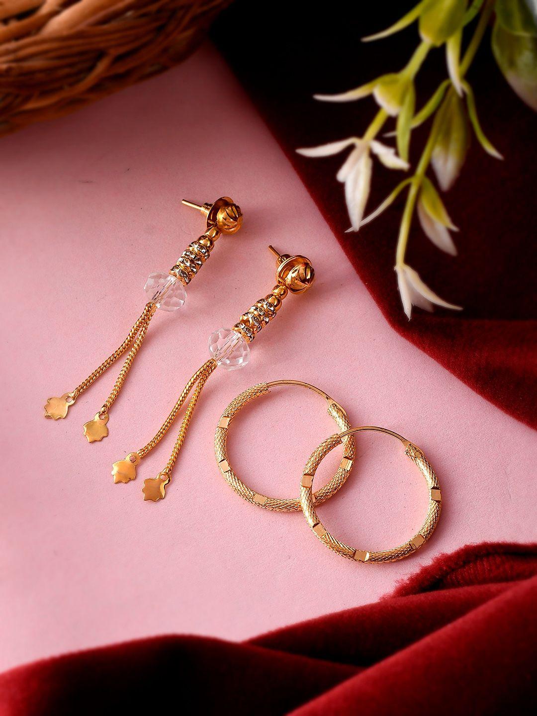 silvermerc designs gold-toned contemporary drop earrings