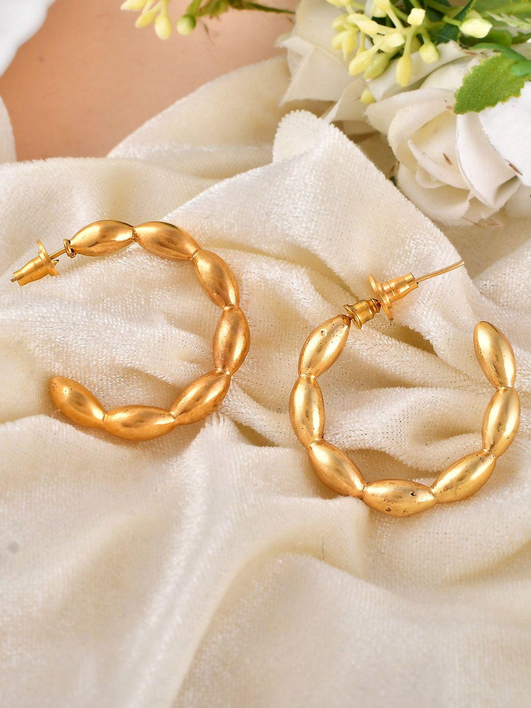 silvermerc designs gold-toned contemporary hoop earrings