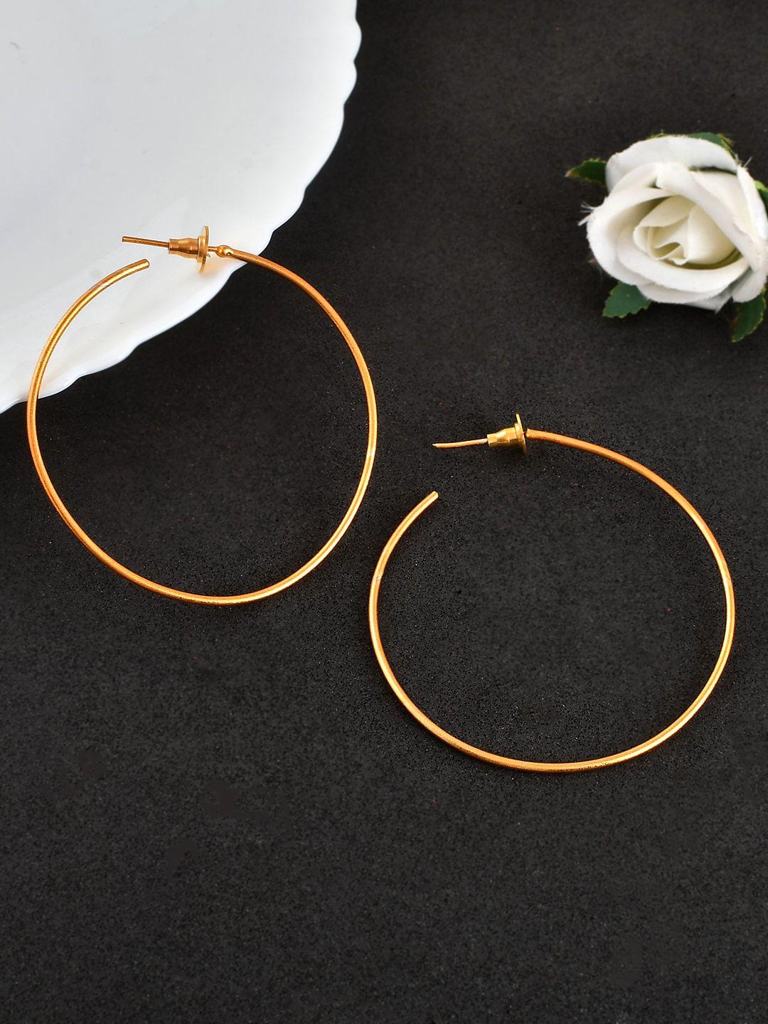 silvermerc designs gold-toned contemporary hoop earrings