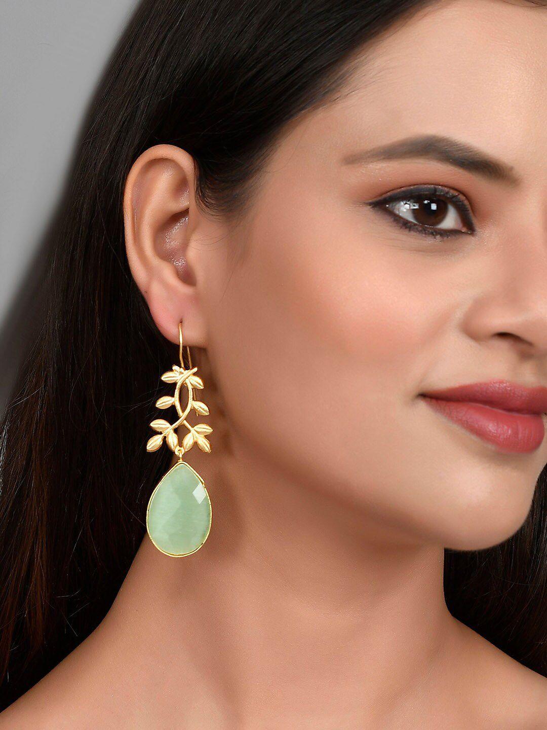 silvermerc designs gold-toned teardrop shaped drop earrings