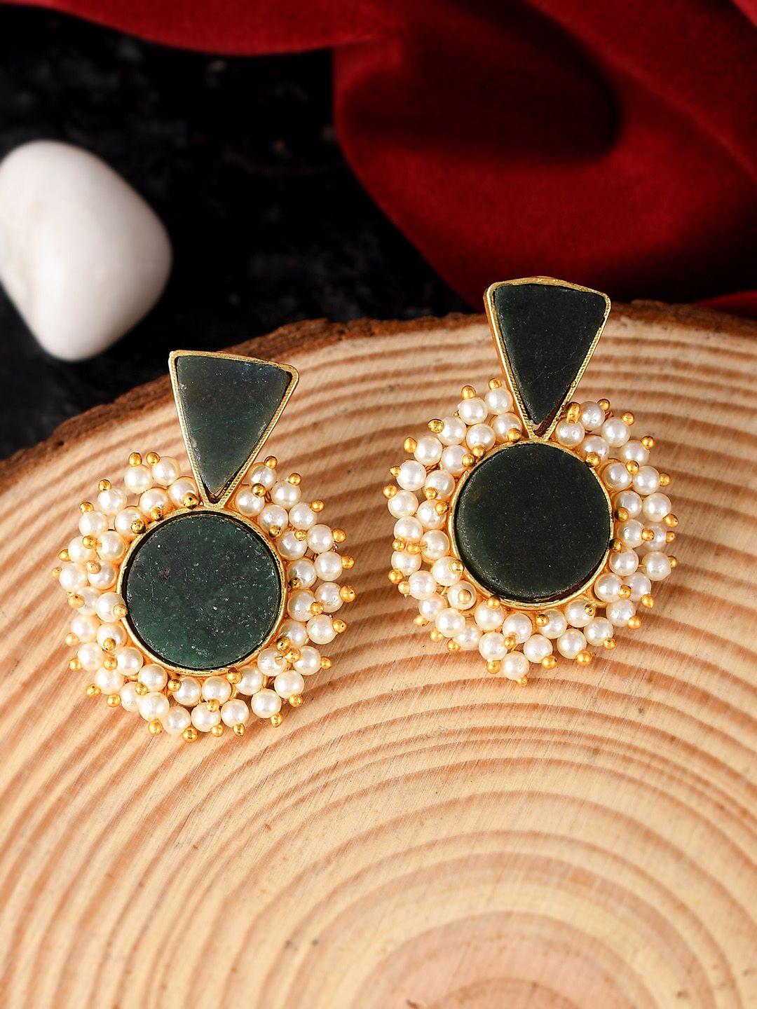 silvermerc designs gold-toned triangular drop earrings