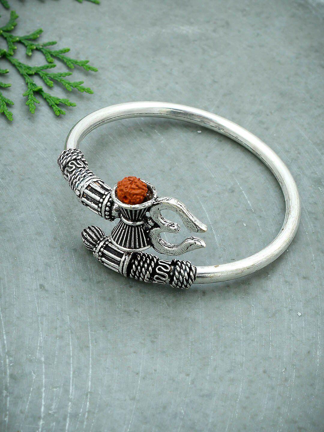 silvermerc designs oxidized silver-plated temple cuff bracelet