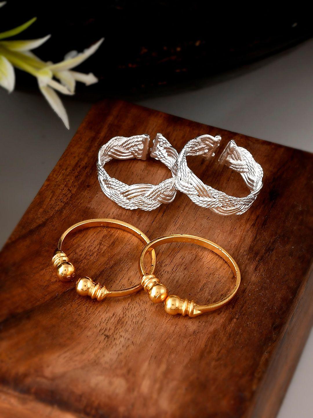 silvermerc designs set of 2 silver & gold plated toe rings