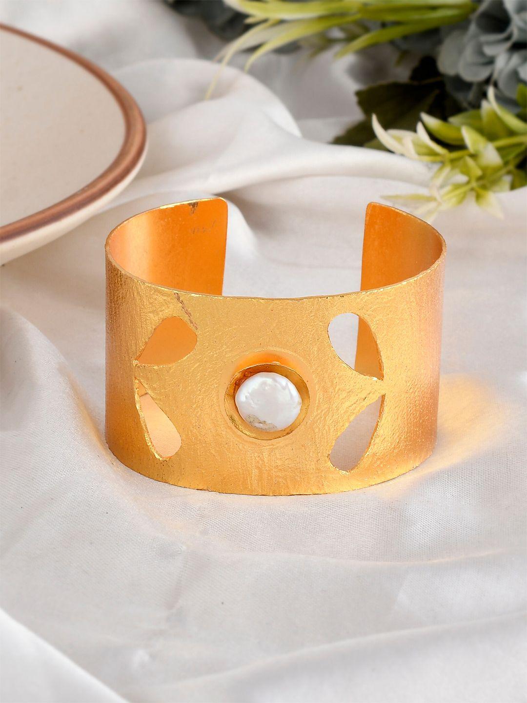 silvermerc designs women brass gold-plated kada bracelet