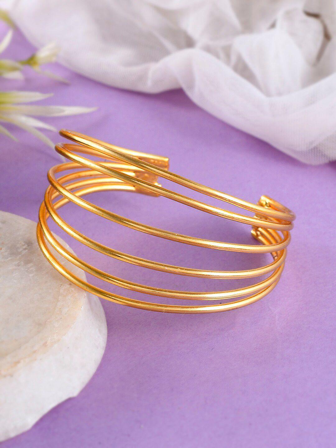 silvermerc designs women gold-toned brass gold-plated cuff bracelet