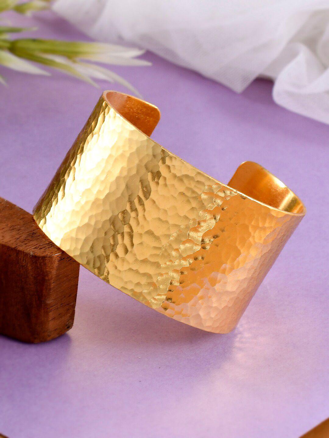silvermerc designs women gold-toned brass gold-plated cuff bracelet