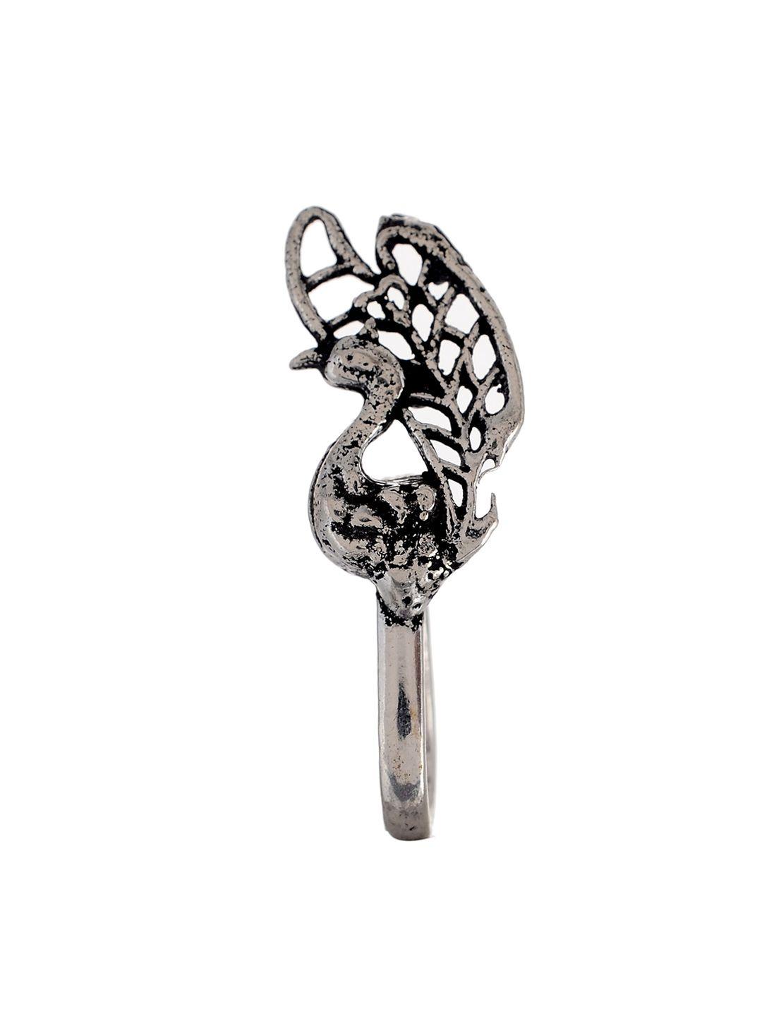 silvermerc designs women oxidised silver-plated nosepin