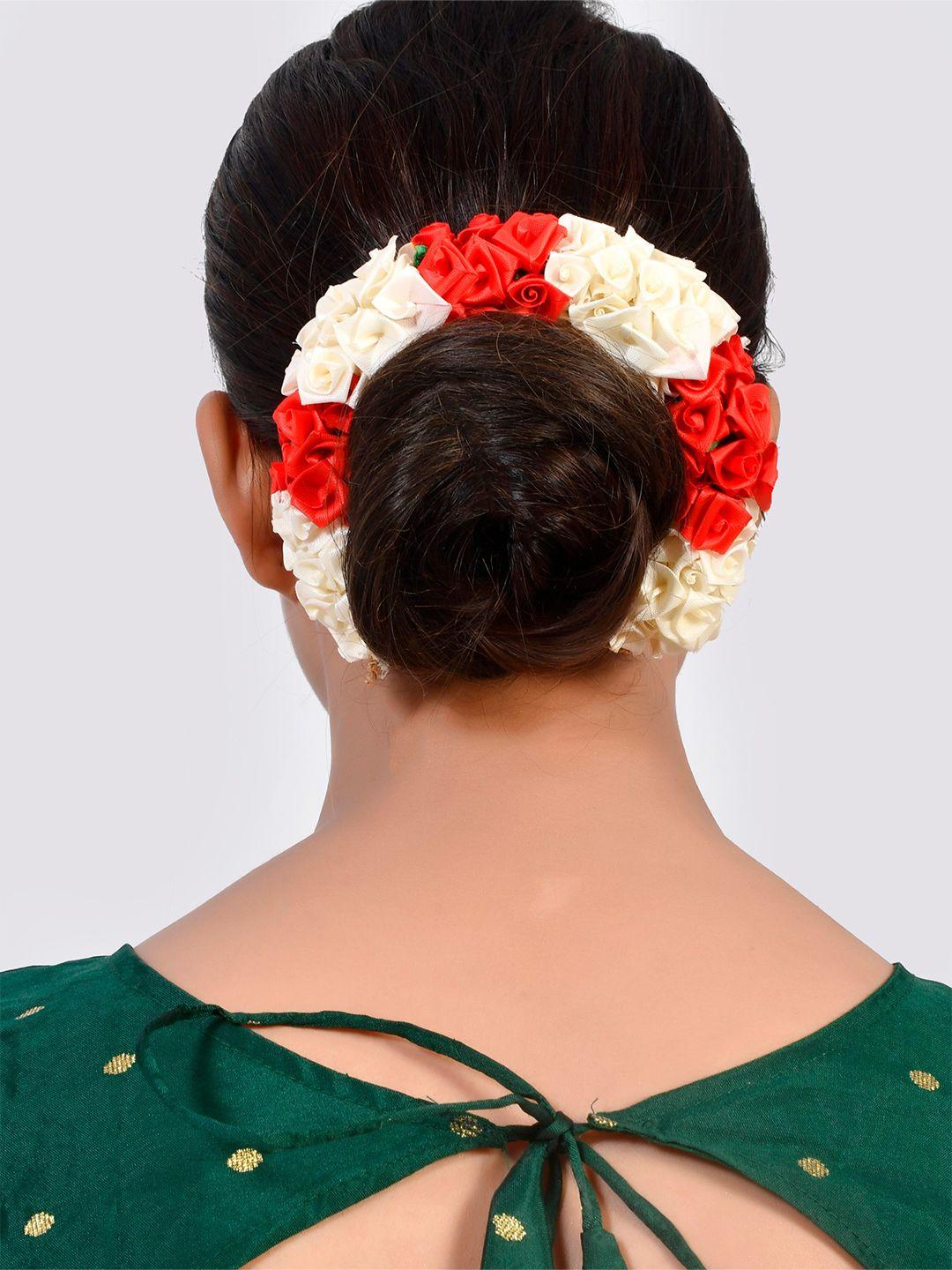 silvermerc designs women red & cream-coloured embellished hair accessory