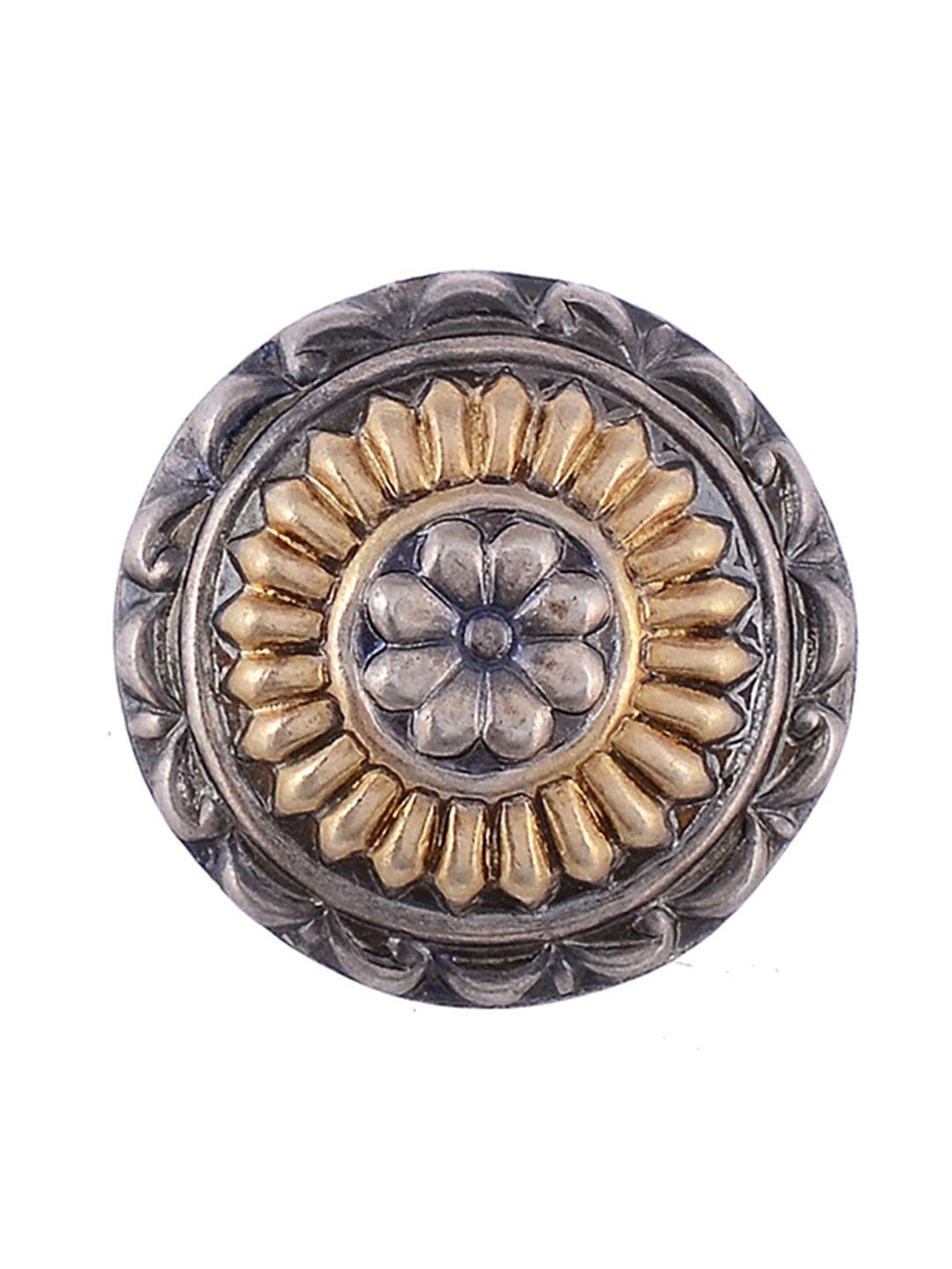 silvermerc designs women silver-toned & gold-toned handcrafted sterling silver oxidised ring