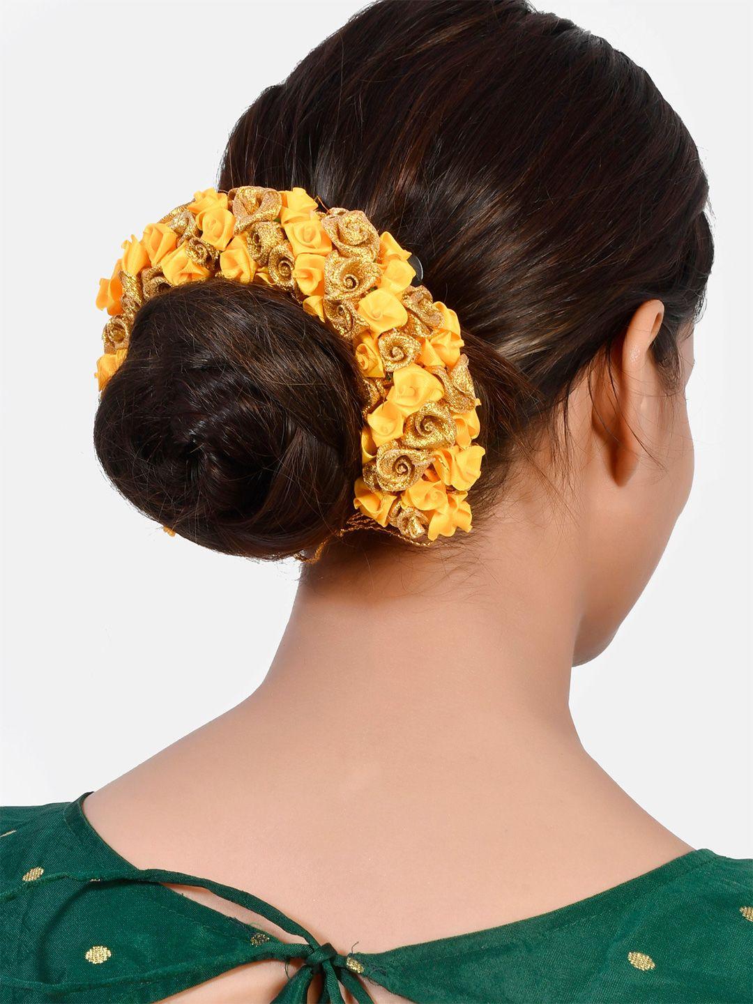 silvermerc designs women yellow & gold-toned embellished hair accessory