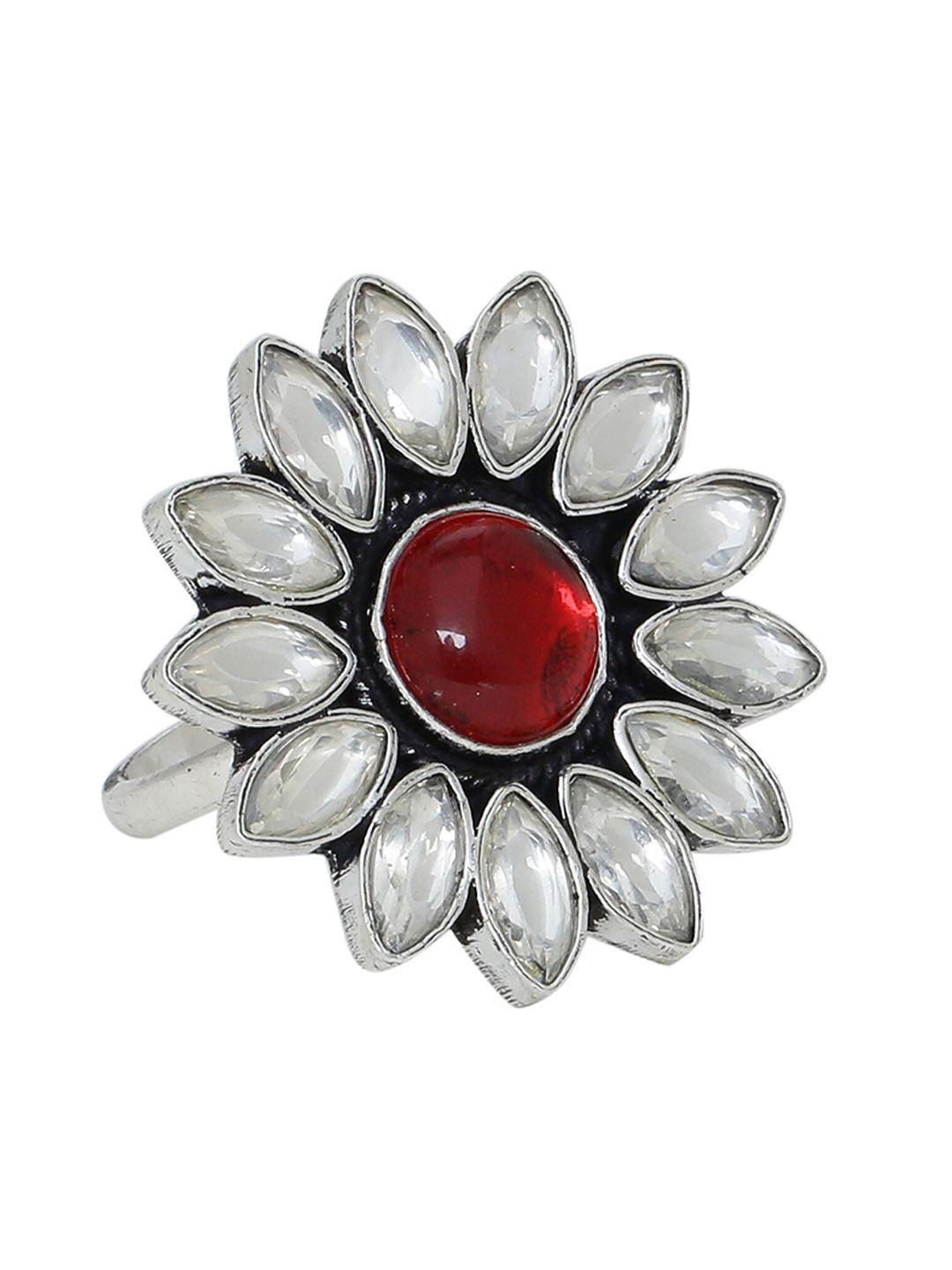 silvermerc kundan studded adjustable finger ring