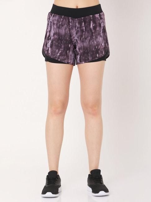 silvertraq purple polyester tie - dye sports shorts