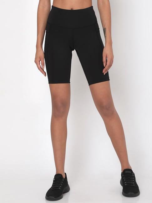 silvertraq black polyester relaxed fit cycling shorts