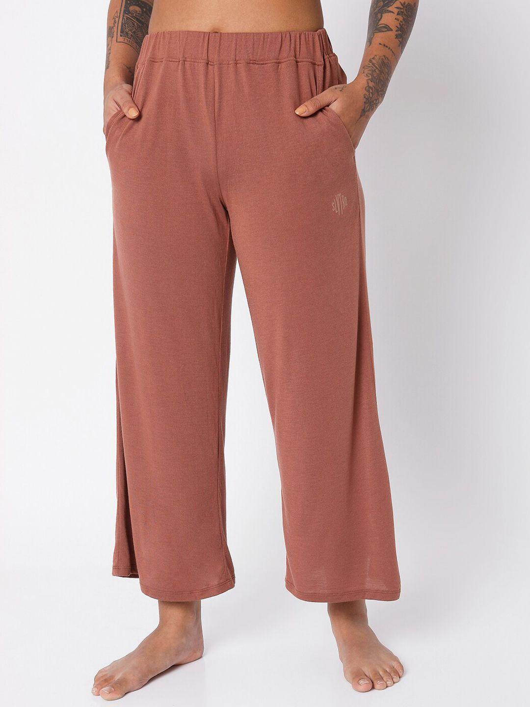 silvertraq brown relaxed-fit lounge pants