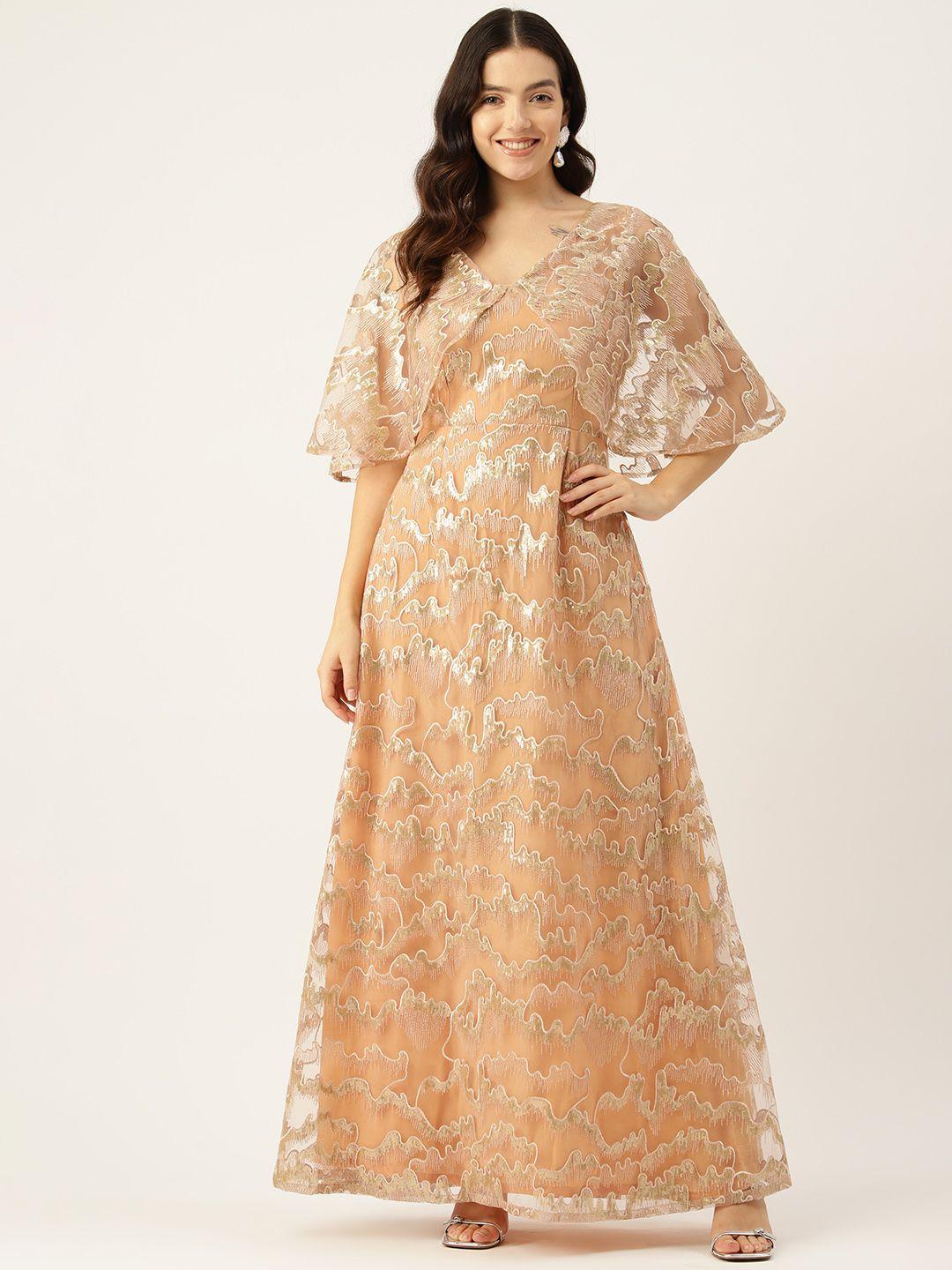 simaaya embellished sequined flared sleeves ethnic gown